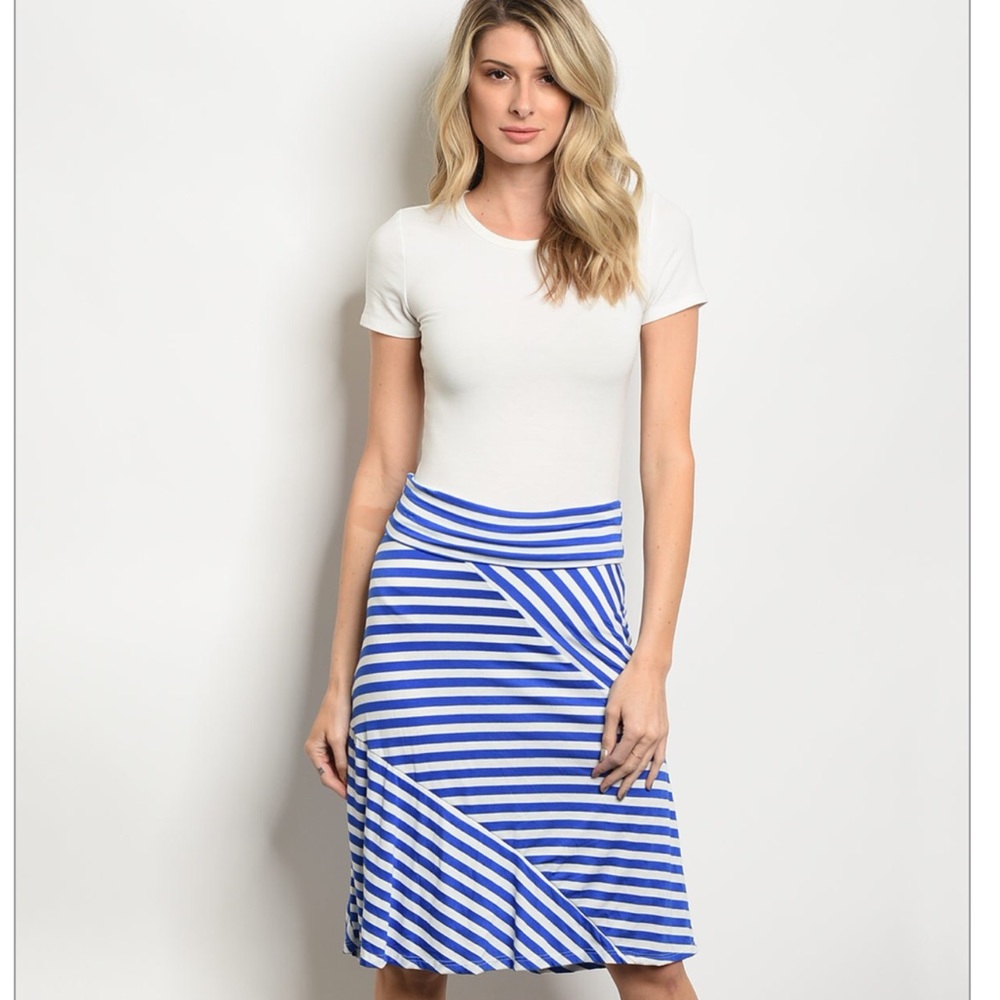⭐Final Price ⭐️Royal Blue & White Striped Skirt - Picture 1 of 3